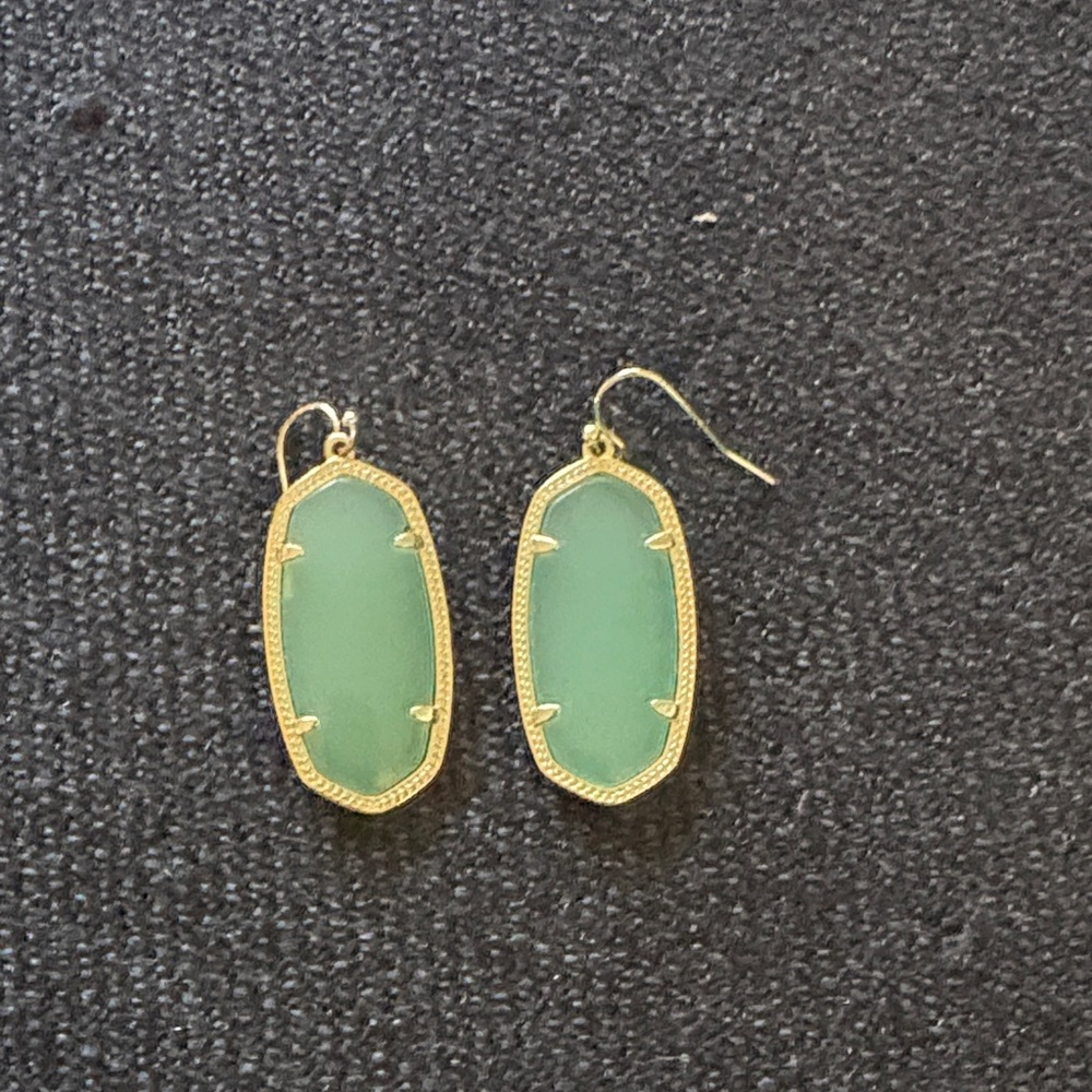 Kendra Scott Gold and Mint Green Earrings